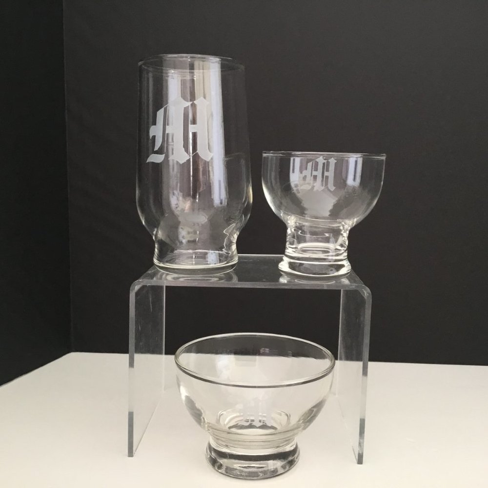 Cocktail Glassware Barware Monogram M Lot 14 - Picture 4 of 11